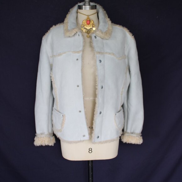 DIESEL Leather shearling lamb fur moto Marlboro Penny Lane Hippie ranch jacket - Picture 3 of 9